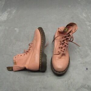 Dr Martens Womens 8 Boots Peach 1460 Pascal Combat Leather Lace Up Heeled Ankle